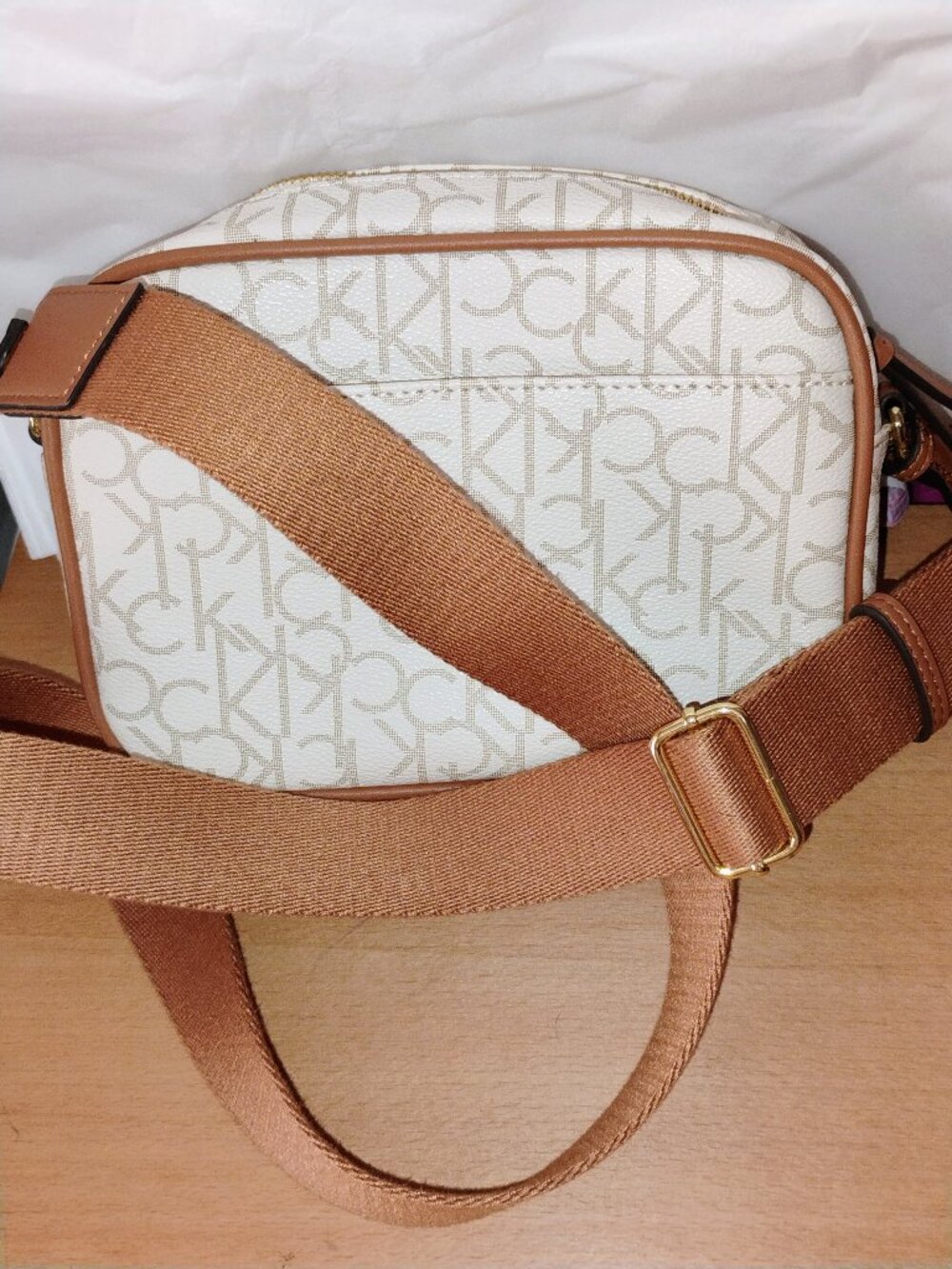Calvin Klein Monogram Crossbody Camera Bag – Vanilla/Tan (Excellent/Unused